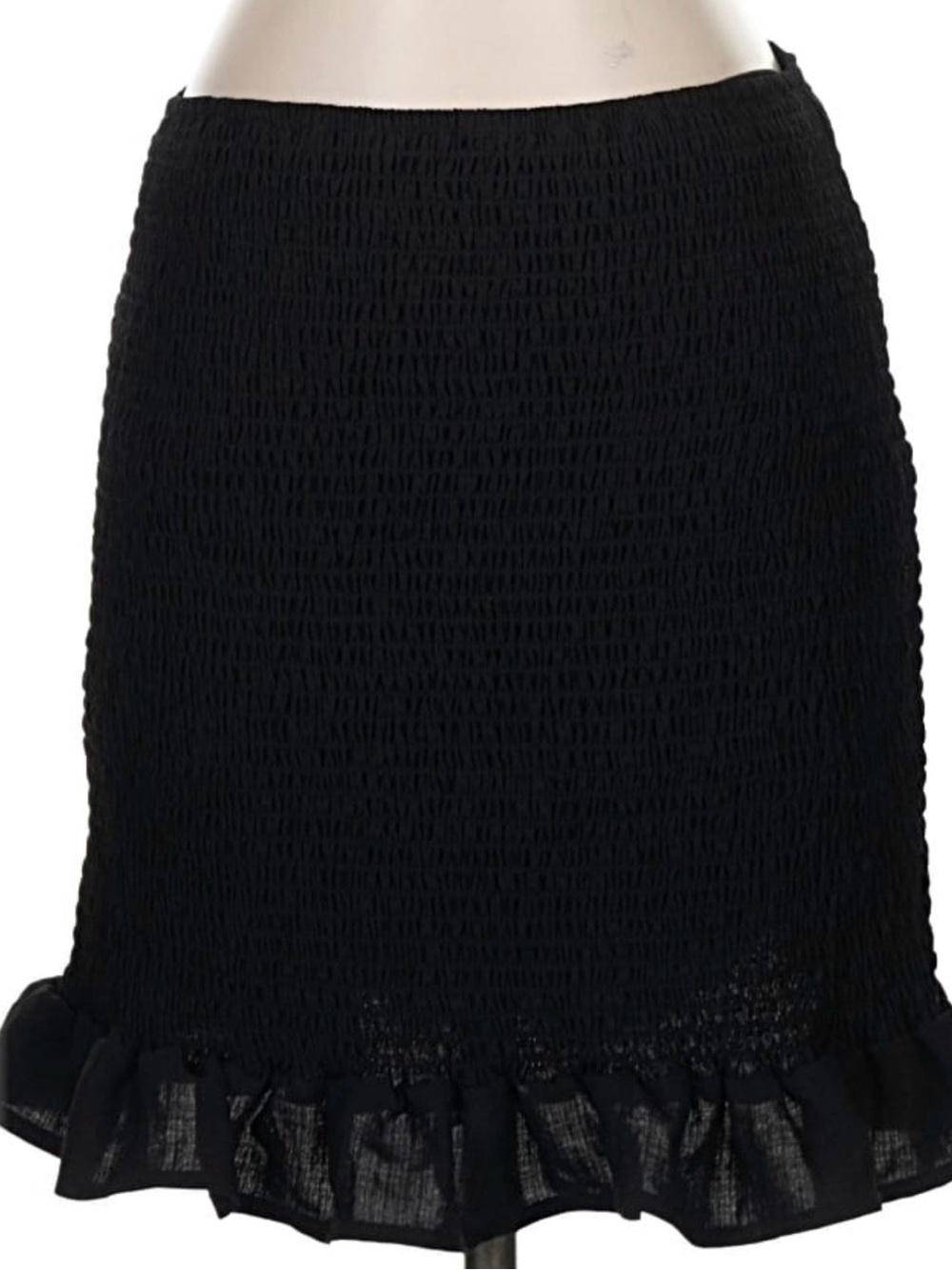 Leith Black Smocked Ruffle Hem Skirt Size S